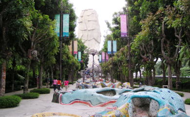 Behind Merlion tower